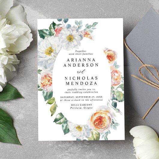 Waterverf Perzikkleurig en wit Lijst Ovaal Kaart