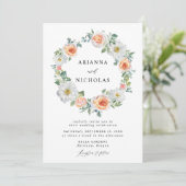 Waterverf Perzikkleurige en witte Floral Wreath We Kaart (Staand voorkant)