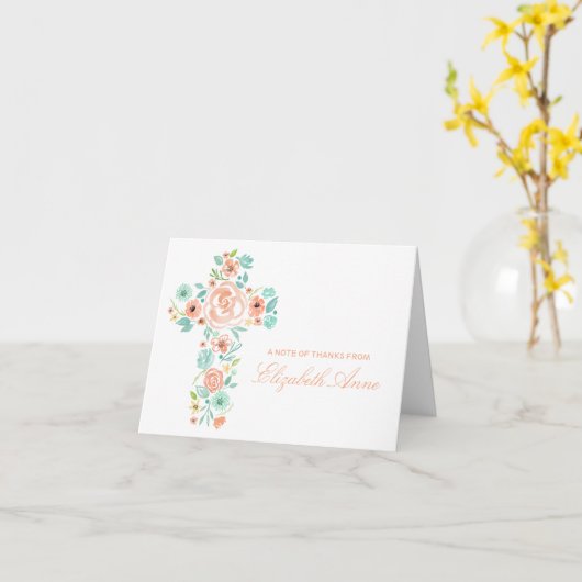 Waterverf Perzikkleurventilator Eerste Communie Kaart (Gele Bloem)