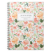 Waterverf Perzikpatroon en wit flessenpatroon Notitieboek (Voorkant)