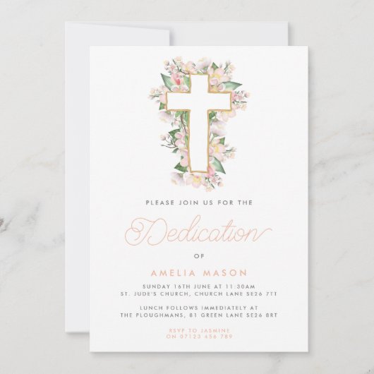 Waterverf Perzikplein Baby Kaart (Voorkant)