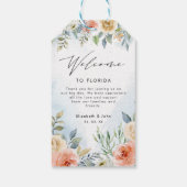 Waterverf Perzikroam Floral Weddenschap Welkomstta Cadeaulabel (Achterkant)