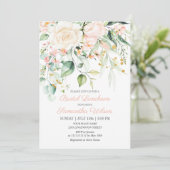 Waterverf Perzikroze Blush Flower Vrijgezellenfees Kaart (Staand voorkant)