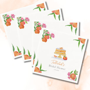 Waterverf Perziktaart Met Bloesems Bruidsdiner Servet