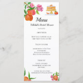 Waterverf Perziktaart Met Bloesems Bruidsmenu Menu (Voorkant)