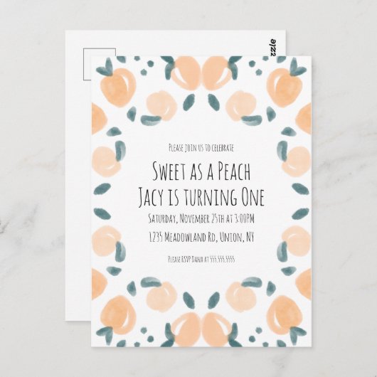 Waterverf Perzikvruchtendag art. I Briefkaart (Voorkant / Achterkant)