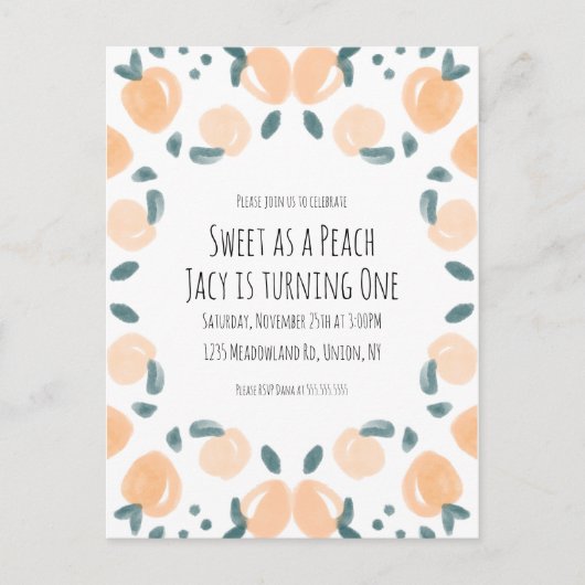 Waterverf Perzikvruchtendag art. I Briefkaart (Voorkant)