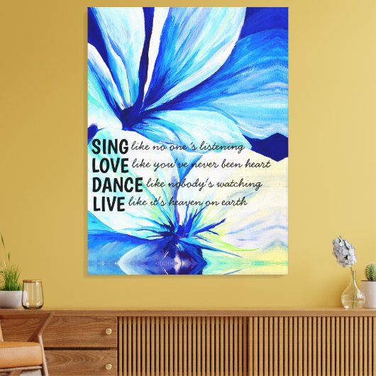 Waterverf Perzisch Blauwe Lelies Petalen Patroon k Canvas Afdruk (Insitu (Woonkamer))