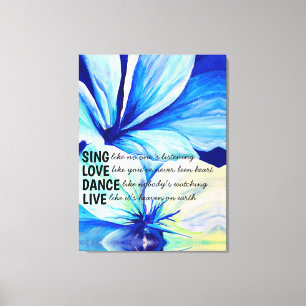 Waterverf Perzisch Blauwe Lelies Petalen Patroon k Canvas Afdruk