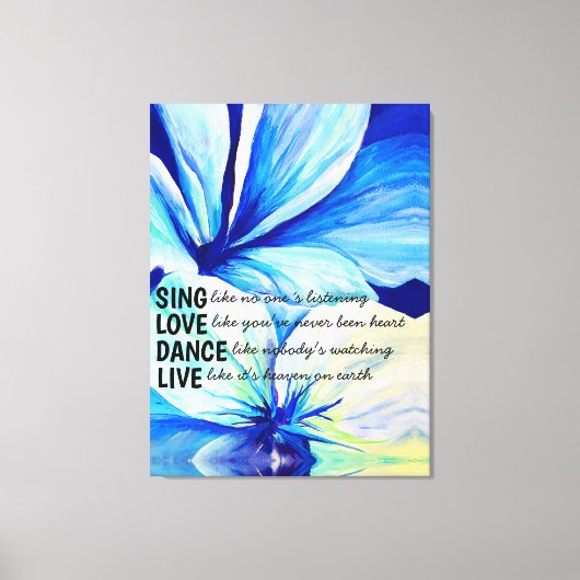 Waterverf Perzisch Blauwe Lelies Petalen Patroon k Canvas Afdruk (Voorkant)