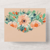 Waterverf Perzische Blauwgroen bruiloft All In One Uitnodiging (Achterkant)