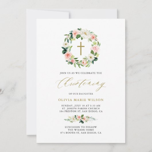 Waterverf Perzische bloemen Floral Wreath Christen Kaart (Voorkant)