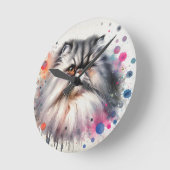 Waterverf Perzische kat kleurrijk portret Ronde Klok (Hoek)