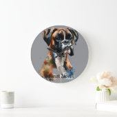 Waterverf Pet Boxer Personaliseer wandklok (Huis)