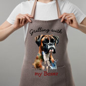 Waterverf Pet Brown Boxer personaliseren Standaard Schort