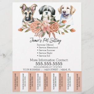 Waterverf Pet Business Dog Tear Off Strips Flyer