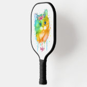 Waterverf Pet Cat met bloemetjes Pickleball Paddle (Links)
