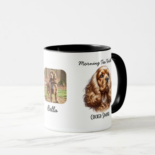 Waterverf Pet Cocker Spaniel Personaliseren Mok (Voorkant rechts)