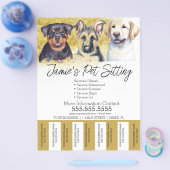 Waterverf Pet Dog Business Tear Off Strier Flyer (Enkel)