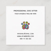 Waterverf Pet Dog Paw Folk Art Sjabloon Vierkante Visitekaartje (Achterkant)