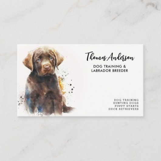 Waterverf Pet Dog Trainer Labrador Retriever Visitekaartje (Voorkant)