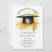 Waterverf pet Graduation Party Invitation Kaart (Voorkant)