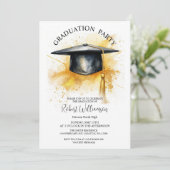 Waterverf pet Graduation Party Invitation Kaart (Staand voorkant)