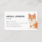 Waterverf Pet Grooming met Corgi Visitekaartje (Achterkant)