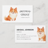 Waterverf Pet Grooming met Corgi Visitekaartje (Voorkant / Achterkant)