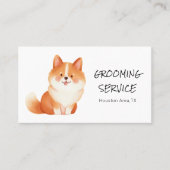 Waterverf Pet Grooming met Corgi Visitekaartje (Voorkant)
