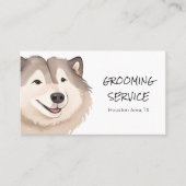 Waterverf Pet Grooming met Husky Visitekaartje (Voorkant)