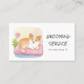 Waterverf Pet Grooming met Schattige Corgi Design Visitekaartje (Voorkant)