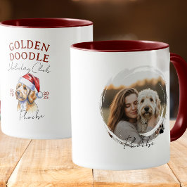 Waterverf Pet Portrait Christmas Golden Doodle Mok