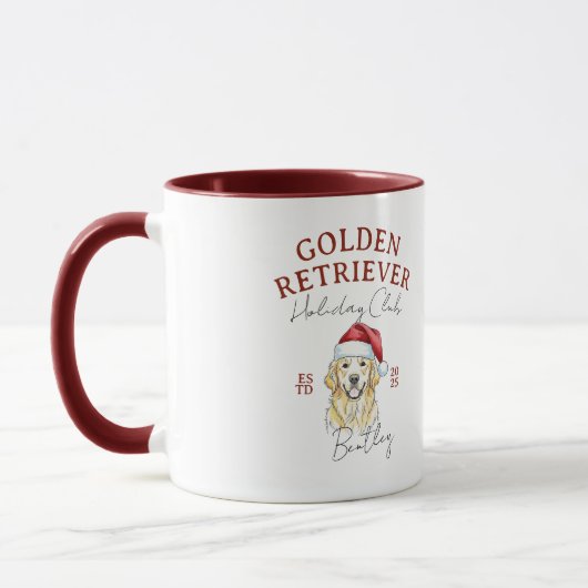 Waterverf Pet Portrait Christmas Golden Retriever Mok (Links)