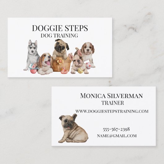 Waterverf Pet Services Walker Dog Puppy Training Visitekaartje (Voorkant / Achterkant)