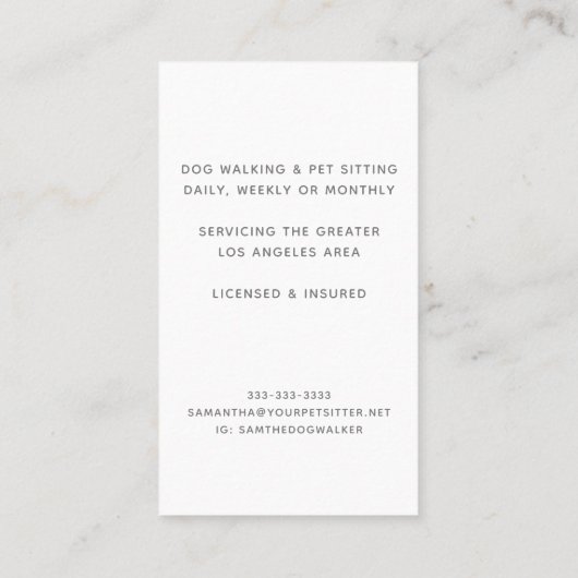 Waterverf Pet Sitter Dog Walker Groomer Visitekaartje (Achterkant)