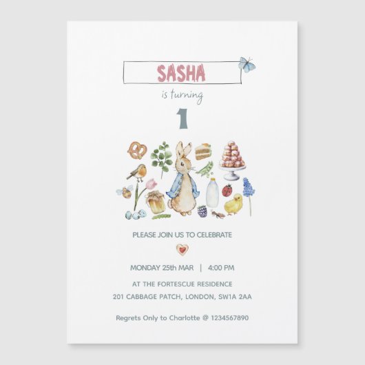 Waterverf Peter de Konijn Magnetische Uitnodiging (Voorkant)