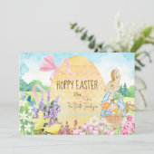 Waterverf Peter de Konijn Paaseierveer Feestdagenkaart (Staand voorkant)