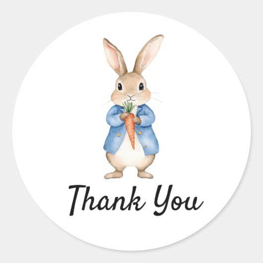 Waterverf Peter Rabbit Dank u Baby shower Ronde Sticker (Voorkant)