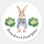 Waterverf Peter Rabbit Garden Kool Baby shower Ronde Sticker (Voorkant)