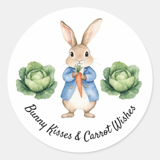 Waterverf Peter Rabbit Garden Kool Baby shower Ronde Sticker (Voorkant)