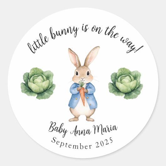 Waterverf Peter Rabbit Garden Kool Baby shower Ronde Sticker (Voorkant)