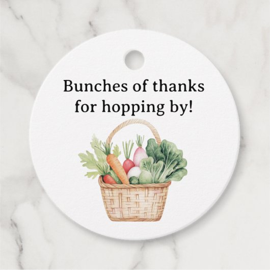 Waterverf Peter Rabbit Veggie Basket Baby shower Bedankjes Labels (Voorkant)