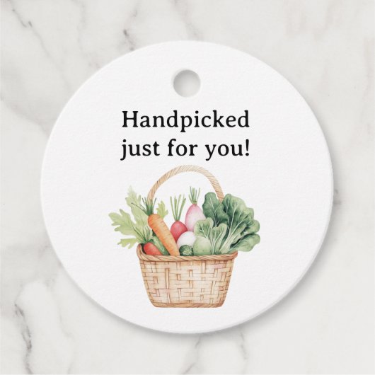 Waterverf Peter Rabbit Veggie Basket Baby shower Bedankjes Labels (Voorkant)