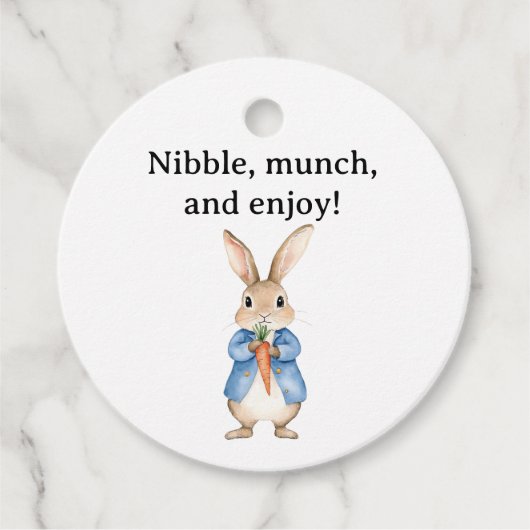 Waterverf Peter Rabbit Veggie Basket Baby shower Bedankjes Labels (Voorkant)