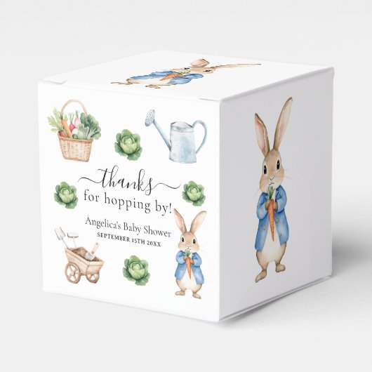 Waterverf Peter Rabbit Veggie Garden Baby shower Bedankdoosjes (Voorkant Zijde)