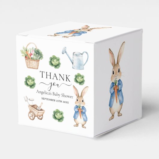 Waterverf Peter Rabbit Veggie Garden Baby shower Bedankdoosjes (Voorkant Zijde)