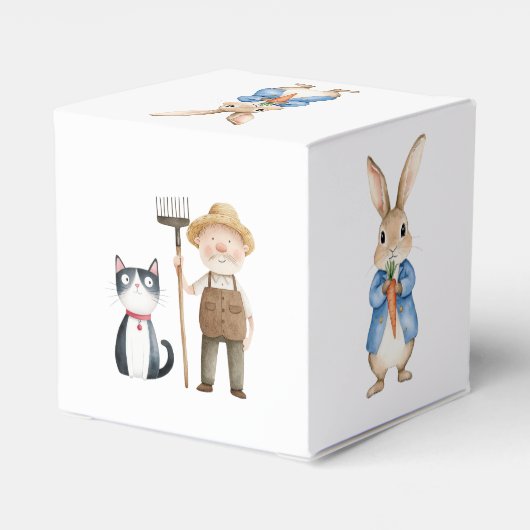 Waterverf Peter Rabbit Veggie Garden Baby shower Bedankdoosjes (Achterkant)