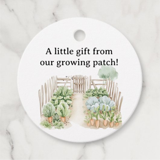 Waterverf Peter Rabbit Veggie Garden Baby shower Bedankjes Labels (Voorkant)