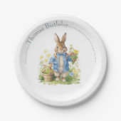 Waterverf Peter Rabbit Verjaardag Papieren Bordje (Voorkant)